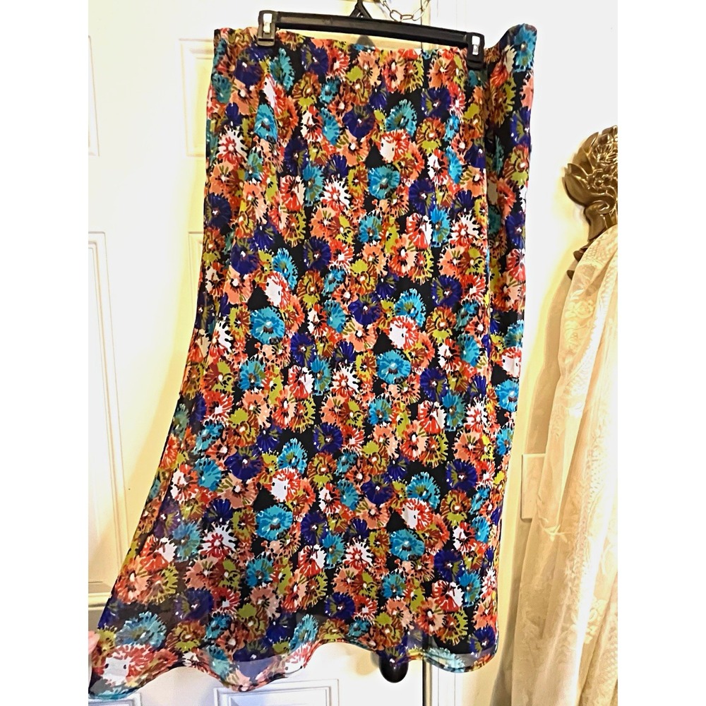 Cato Plus Size Boho 22/24W Floral Sheer Overlay Maxi Midi Skirt Whimsy Retro Y2K